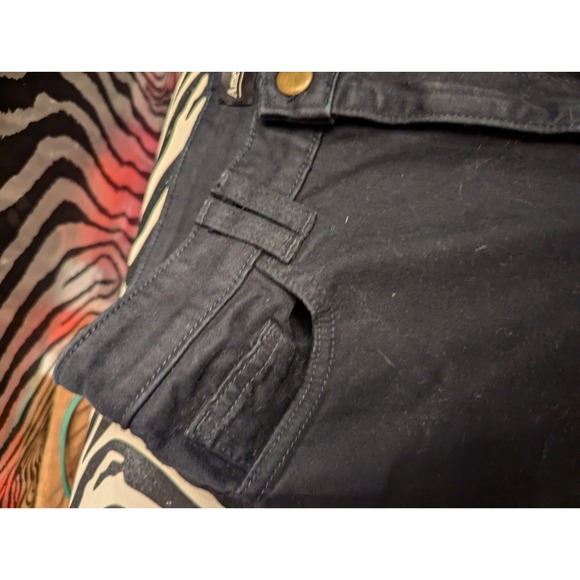 American Apparel USA made black denim jean shorts womens 30/31 zipper leg accent - Picture 4 of 8